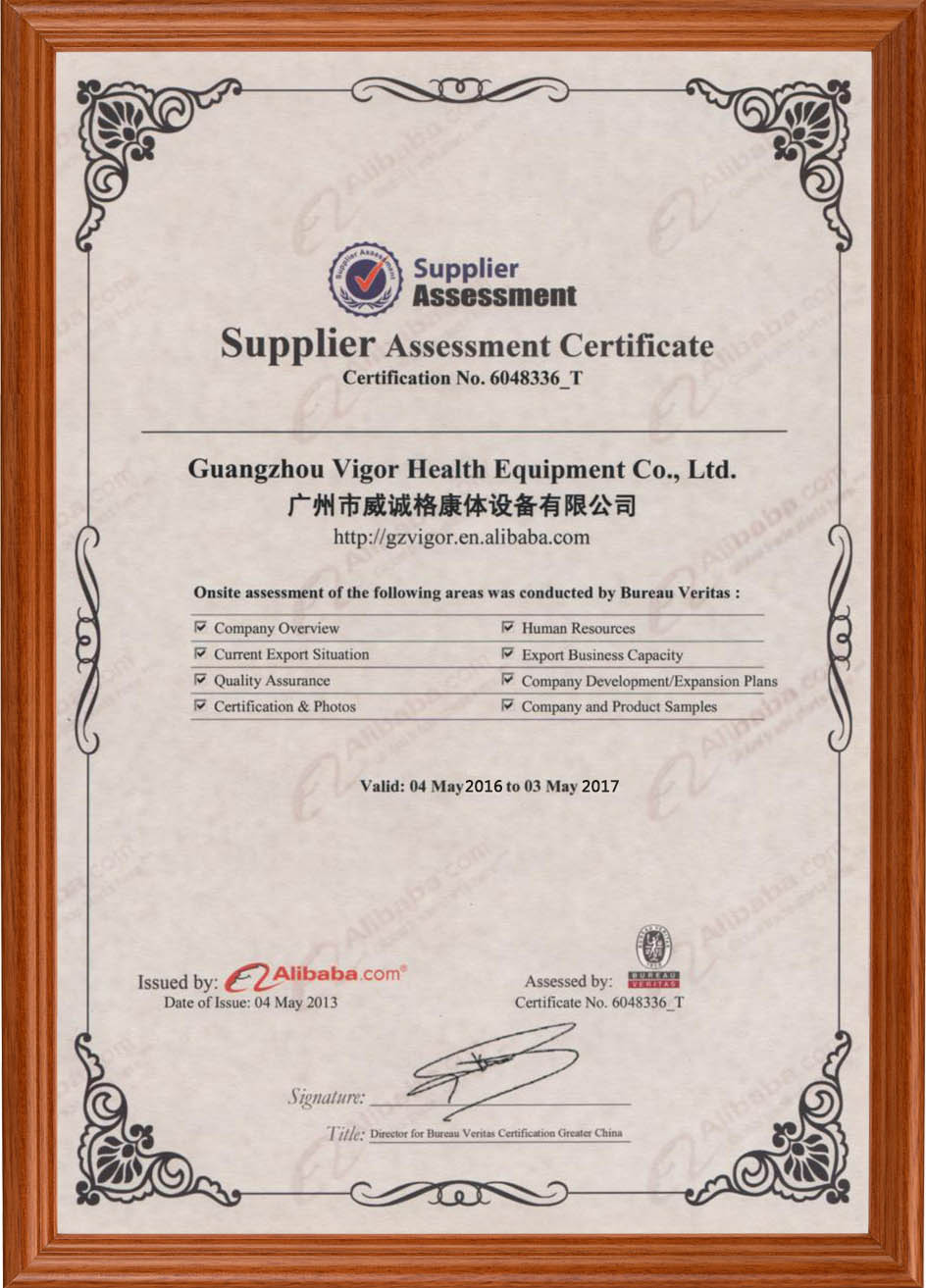 certificado de evaluación del proveedor